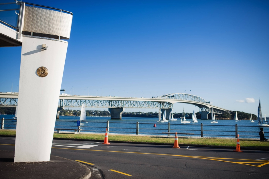View of the Auckland Harbour Bridge from The Royal New Zealand Yacht Squadron