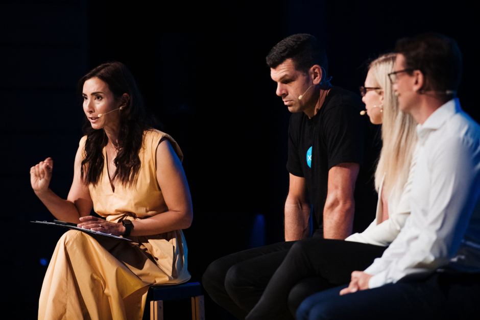 Panelist Dr. Michelle Dickinson speaking at event held at ASB waterfront theatre.