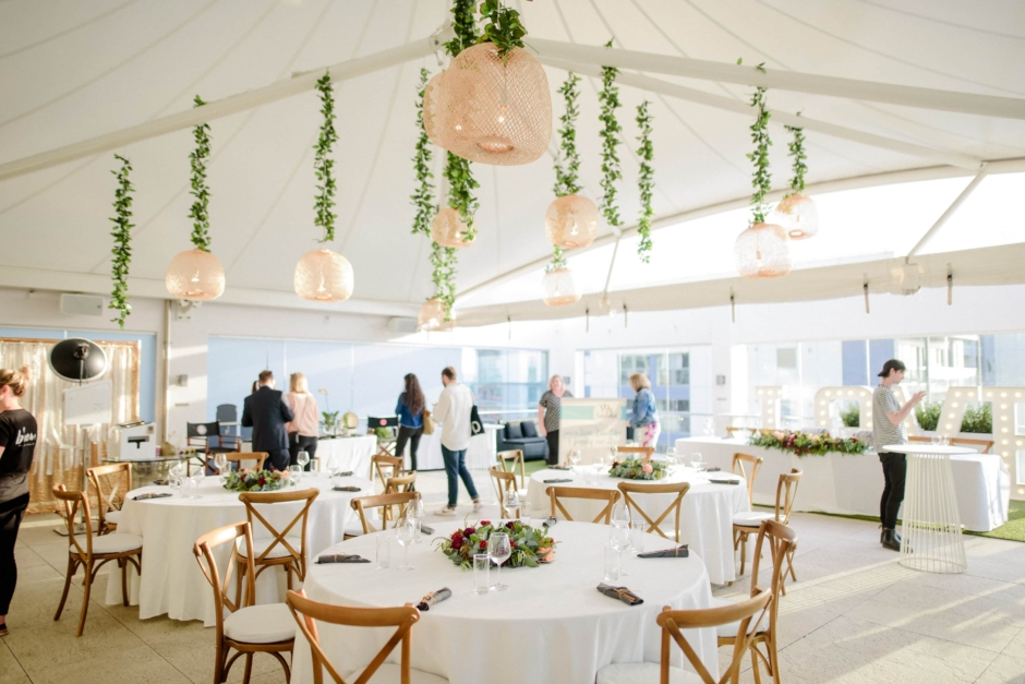 the Rooftop Terrace event set up at Rydges Auckland.